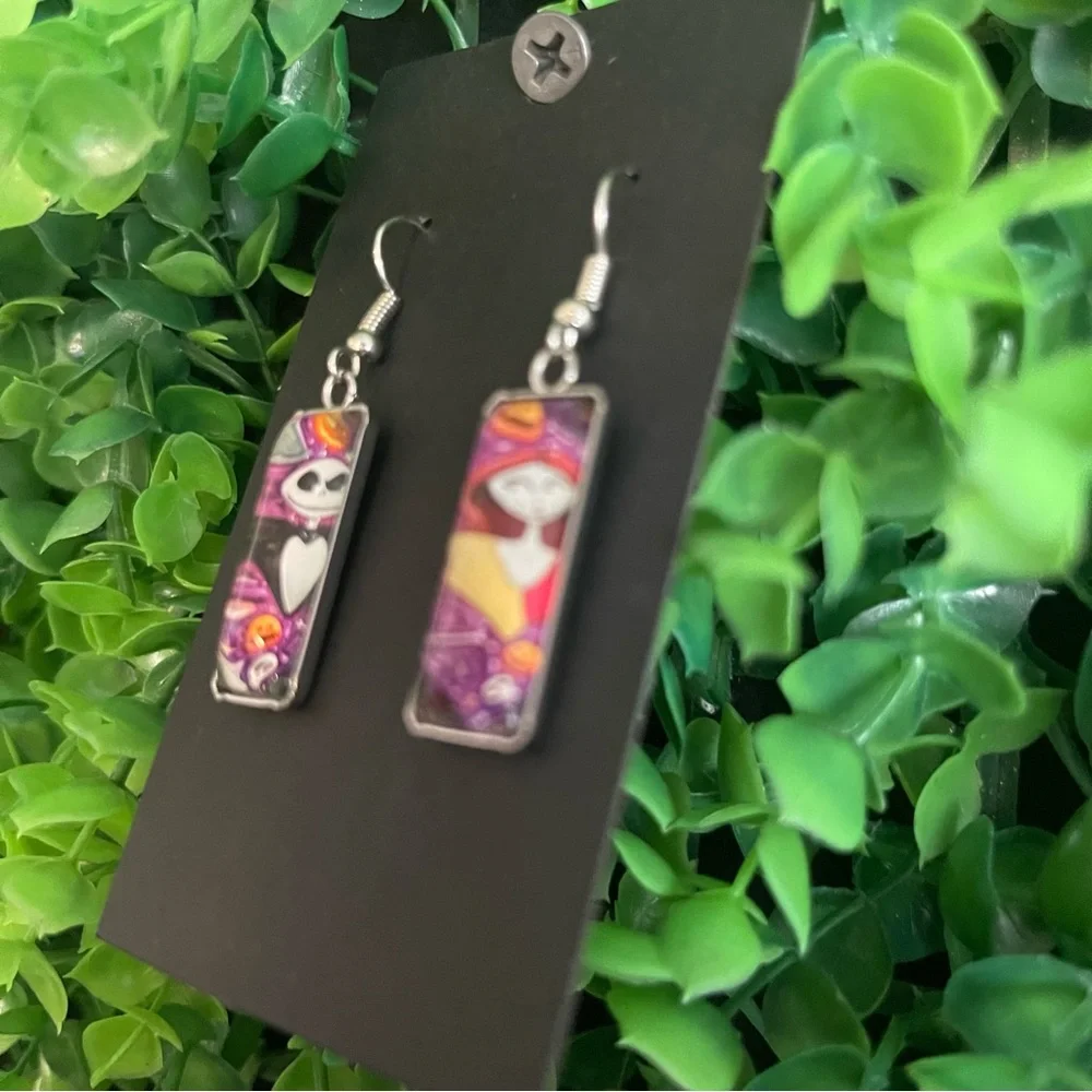 Nightmare Before Christmas Drop Earrings Jack Skellington Sally Disney NEW
